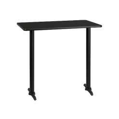 Alamont 30" x 42" Rectangular Laminate Table Top with 5" x 22" Bar Height Table Bases