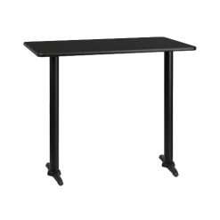 Alamont 30" x 48" Rectangular Laminate Table Top with 5" x 22" Bar Height Bases